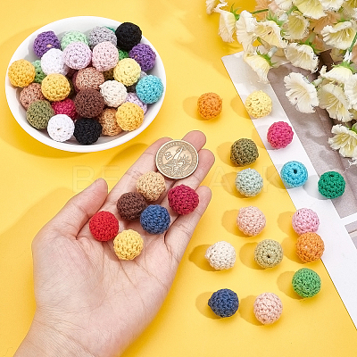 56Pcs 28 Colors Organic Wool Fabric Beads FIND-CA0003-74-1
