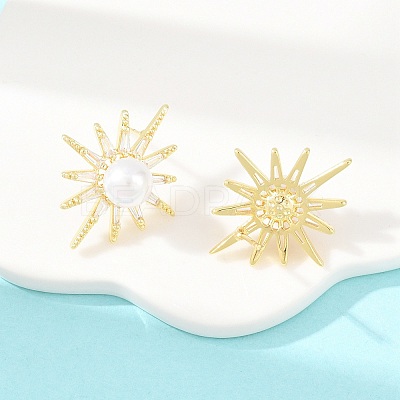 Brass Micro Pave Clear Cubic Zirconia Stud Earrings EJEW-F405-03G-1