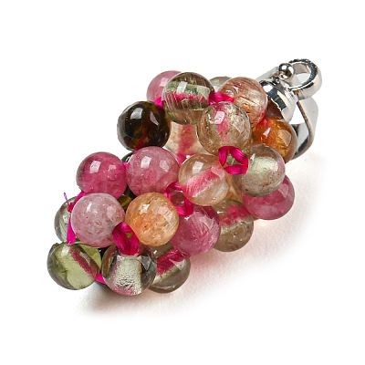 Natural Multicolor Tourmaline Round Cluster Pendants G-D094-04P-1