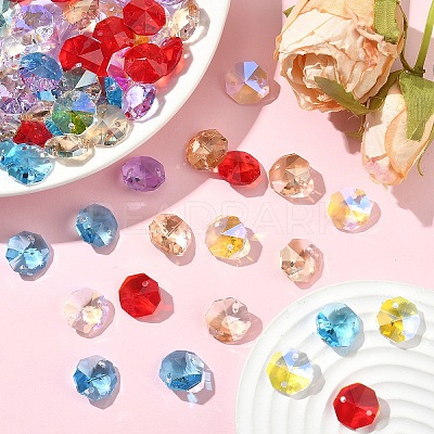 75Pcs 5 Colors Electroplate Glass Links Connectors EGLA-YW0005-08-1