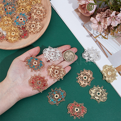 36Pcs 6 Colors Alloy Connector Cabochon Settings FIND-PH0061-67-1