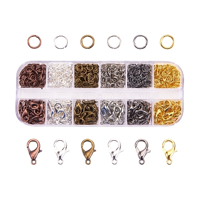 Alloy Lobster Claw Clasps and Iron Jump Rings FIND-X0007-1