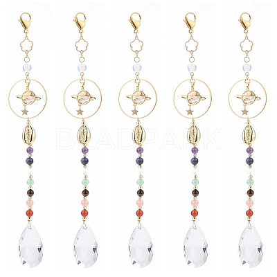 Glass Teardrop Chandelier Pendant Decorations HJEW-JM00854-1