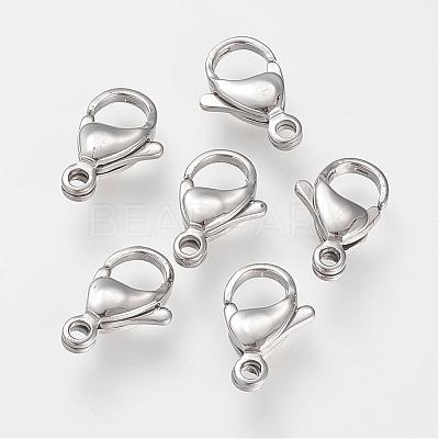 Tarnish Resistant 304 Stainless Steel Lobster Claw Clasps STAS-S066-12mm-15-1