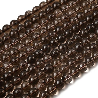 Natural Smoky Quartz Round Beads Strands G-E329-8mm-38-1