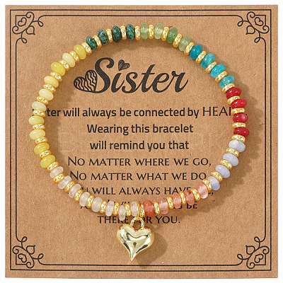 Natural Mixed Gemstone Rondelle Beads Stretch Bracelets XM9841-1-1