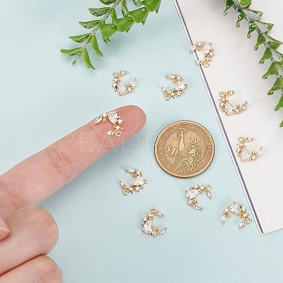 10Pcs Brass Micro Pave Cubic Zirconia Charm KK-GO0001-79-1
