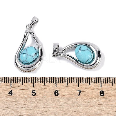 Synthetic Turquoise Teardrop Pendants KK-U043-39P-02-1