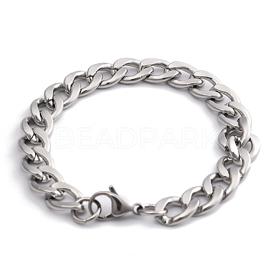 Non-Tarnish 304 Stainless Steel Curb Chain Bracelet for Men Women BJEW-G669-23P-1