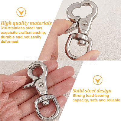 2Pcs Stainless Steel Swivel Clasps STAS-DC0015-60-1
