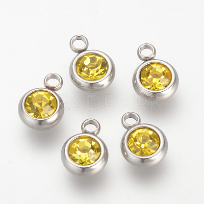 201 Stainless Steel Rhinestone Charms X-STAS-S068-11-1