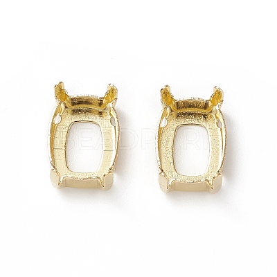 Rectangle Brass Sew on Prong Settings KK-N0084-A05-6x8G-1