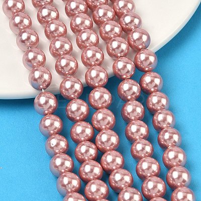 Electroplated Shell Pearl Beads Strands BSHE-G041-8mm-05-1