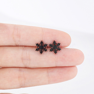 Christmas Snowflake 304 Stainless Steel Stud Earrings FS-WG2939F-03-1