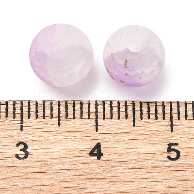 Frosted Baking Paint Crackle Glass Beads with Glitter Powder DGLA-T004-8mm-01E-1