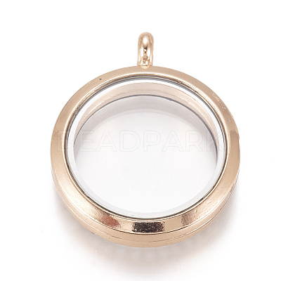 Flat Round Alloy Rhinestone Magnetic Locket Pendants PALLOY-WH0069-01-RG-1