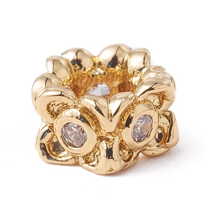 Eco-Friendly Rack Plating Brass Micro Pave Cubic Zirconia European Beads KK-F835-19A-G-1