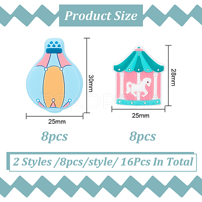 16Pcs 2 Style Merry-go-round/Balloon Food Grade Silicone Beads SIL-GO0001-17-1