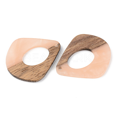 Opaque Resin & Walnut Wood Pendants RESI-S389-016A-C02-1