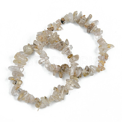 Unisex Chip Natural Rutilated Quartz Beaded Stretch Bracelets BJEW-S143-15-1