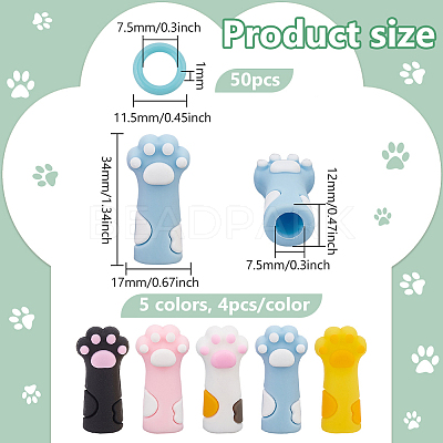 Cat's Paw Cartoon Style Silicone Knitting Needle Point Protectors AJEW-BC0006-94-1