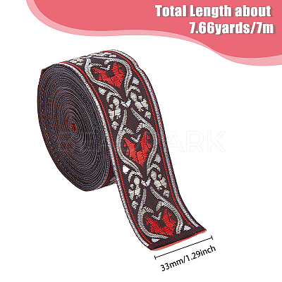 Ethnic style Embroidery Polyester Ribbons OCOR-WH0077-27B-1