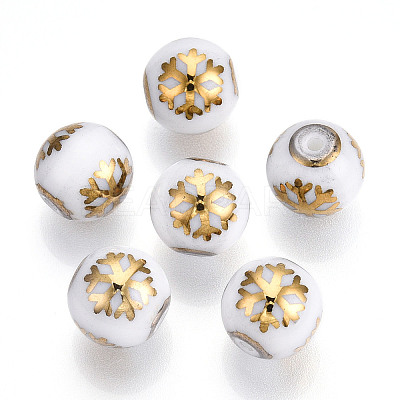 Christmas Opaque Glass Beads X-EGLA-R113-01C-1