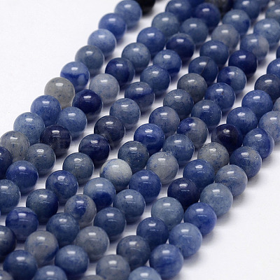 Dyed & Heated Natural Blue Aventurine Beads Strands G-F380-8mm-1