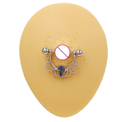 6 Styles 316L Surgical Stainless Steel Cubic Zirconia Nipple Nail Ring Sets WGE45DD-07-1