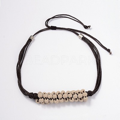 Lava Rock Beaded Necklaces NJEW-D213-02-1
