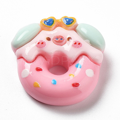 Pig Theme Opaque Resin Cabochons RESI-I057-A01-1