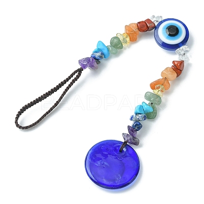 Gemstone Chip Beaded Pendant Decorations HJEW-JM01129-02-1