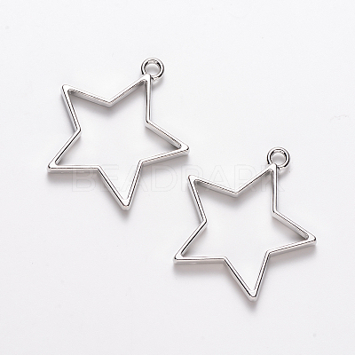 Rack Plating Alloy Star Open Back Bezel Pendants X-PALLOY-S047-40F-FF-1