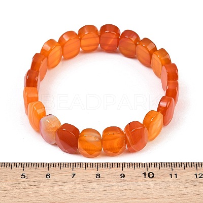 Dyed & Heated Natural Agate Oval Beaded Stretch Bracelet G-E010-01-28-1