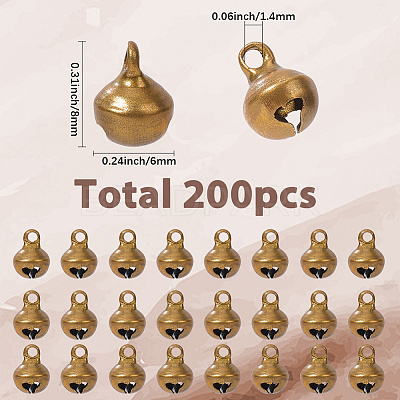 200Pcs Brass Bell Charms KK-SC0006-17-1