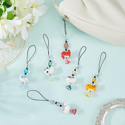 6Pcs 6 Style Alloy Enamel Pendant Decorations HJEW-WR00045-1