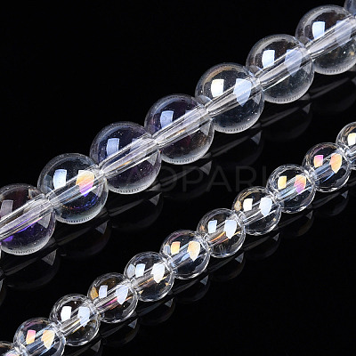Electroplate Transparent Glass Beads Strands GLAA-T032-T4mm-AB13-1