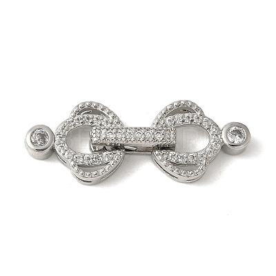 Brass Pave Clear Cubic Zirconia Fold Over Clasps KK-M320-21P-1