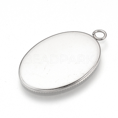 Tarnish Resistant 304 Stainless Steel Pendant Cabochon Settings STAS-T008-123-1