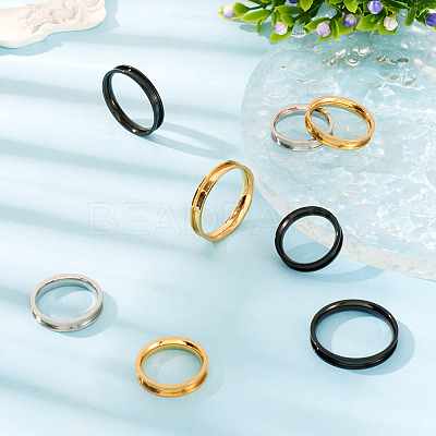 12Pcs 6 Size 201 Stainless Steel Grooved Finger Ring Settings RJEW-TA0001-06EB-1