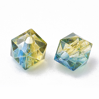 Two Tone Transparent Spray Painted Acrylic Beads ACRP-T005-26B-1