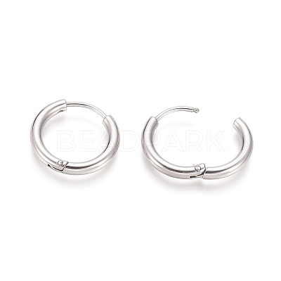 Tarnish Resistant 304 Stainless Steel Huggie Hoop Earrings LS-EJEW-F111B-17mm-P-1