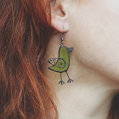Bird Alloy Resin Dangle Earrings FS-WG8BC40-01-1