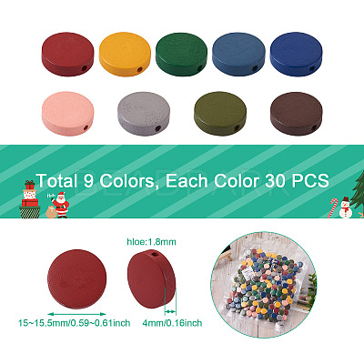 270Pcs 9 Colors Painted Natural Wood Beads WOOD-CD0001-26-1