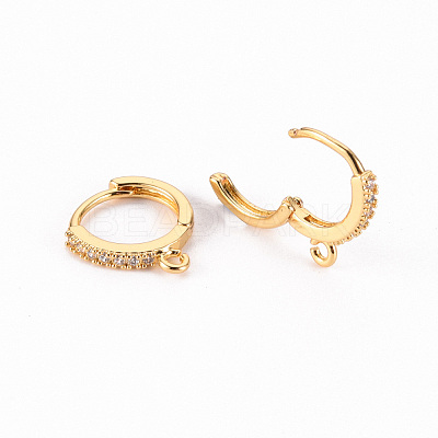 Brass Micro Pave Clear Cubic Zirconia Hoop Earring Findings ZIRC-S068-009B-NF-1