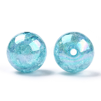 AB Color Transparent Crackle Round Acrylic Beads CACR-S006-04-1