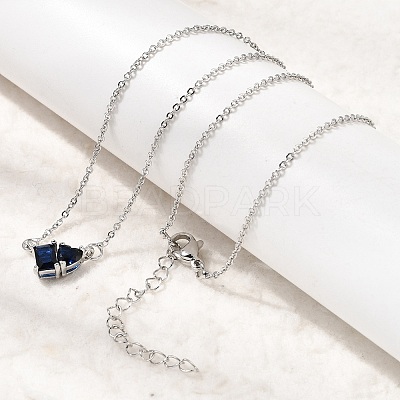 Brass Pave Cubic Zirconia Rectangle and Heart Pendant Cable Chain Necklaces KK-CBAB173-04P-01-1