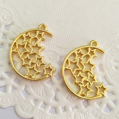 Zinc Alloy Open Back Bezel Pendants PALLOY-F242-06G-1