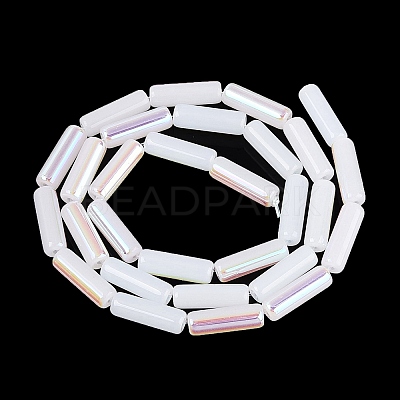 Electroplate Imitation Jade Glass Beads Strands EGLA-Q132-02A-D01-1