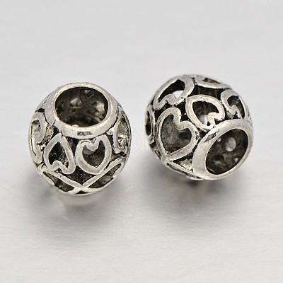 Filigree Heart Rondelle Alloy European Beads MPDL-N036-02-1